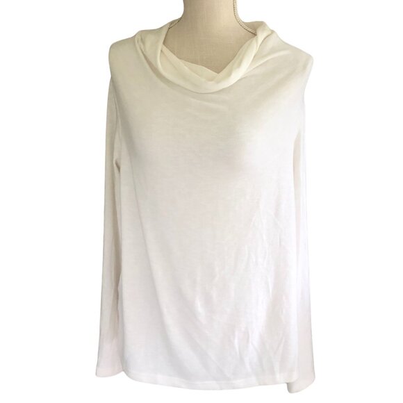 Michael Stars Ivory Cowl Neck Long Sleeve Top Women’s Small Made in USA - Picture 1 of 8